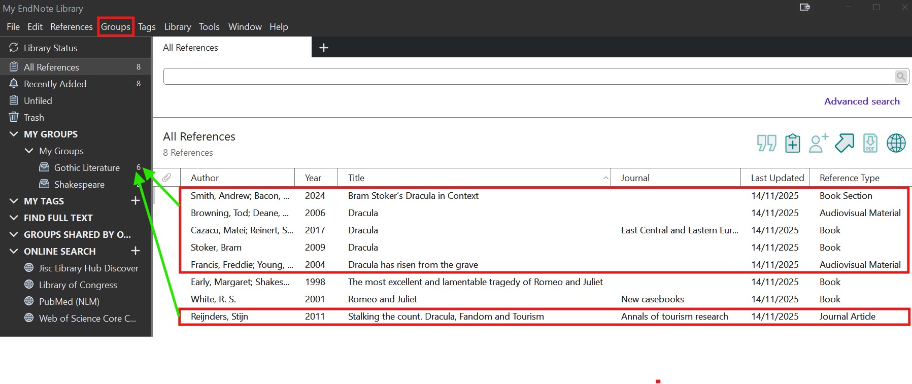 EndNote Library Basics - EndNote 2025 for Windows - Subject and ...