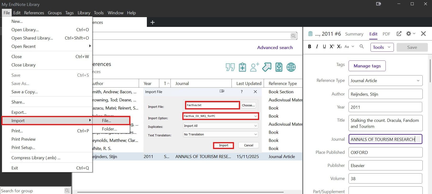 Import Factiva records - EndNote 2025 for Windows - Subject and ...