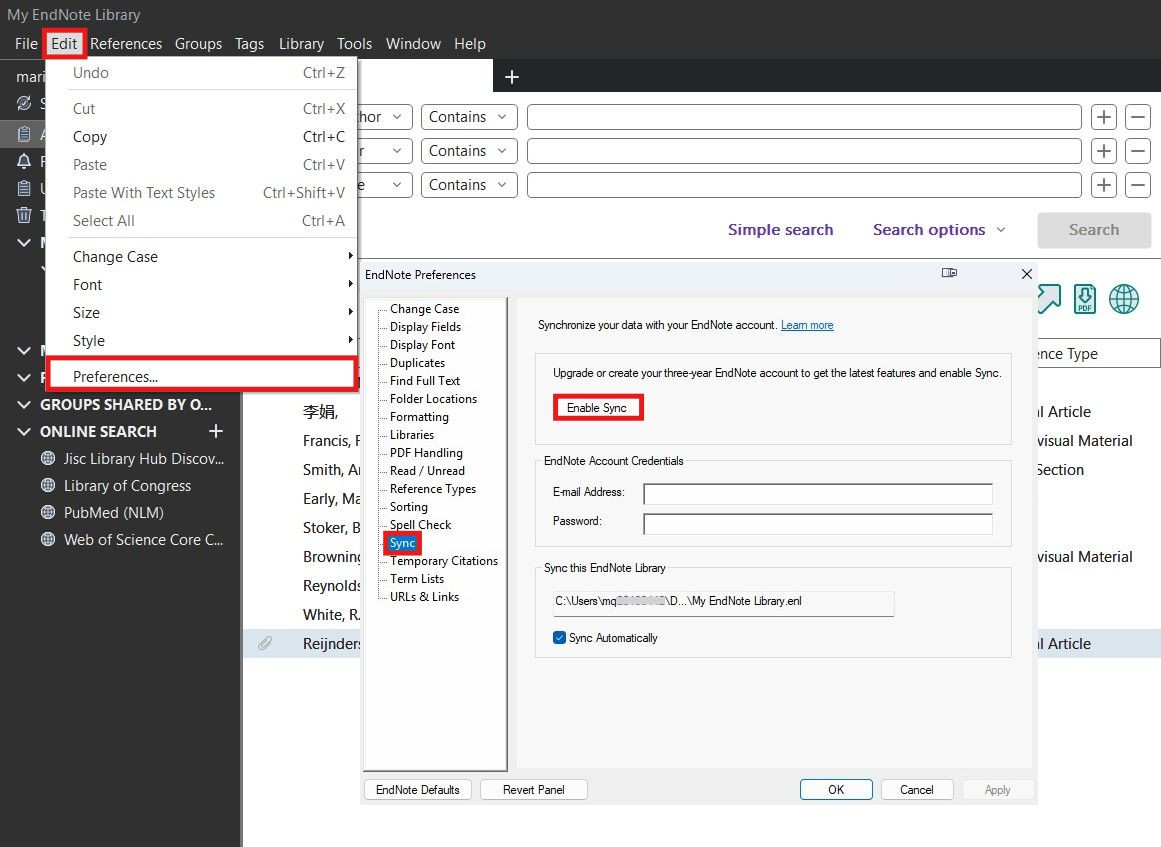 Sync or Share library - EndNote 2025 for Windows - Subject and Research ...