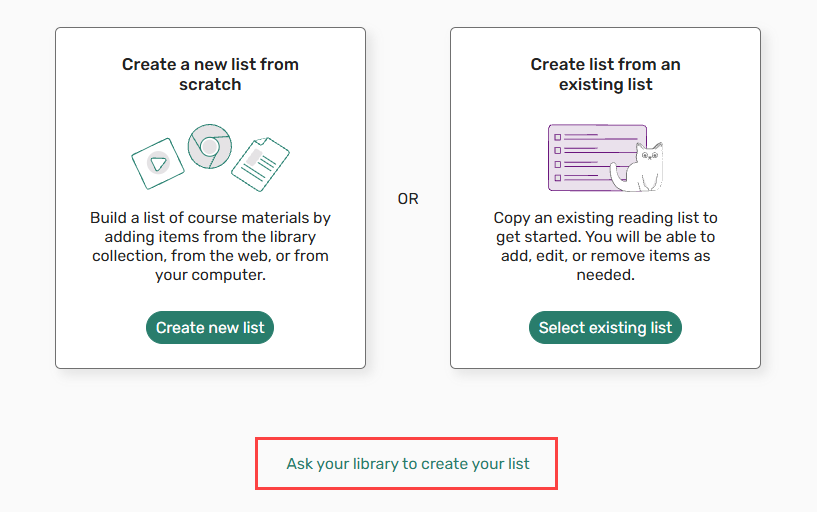 Option to request the library to create a reading list