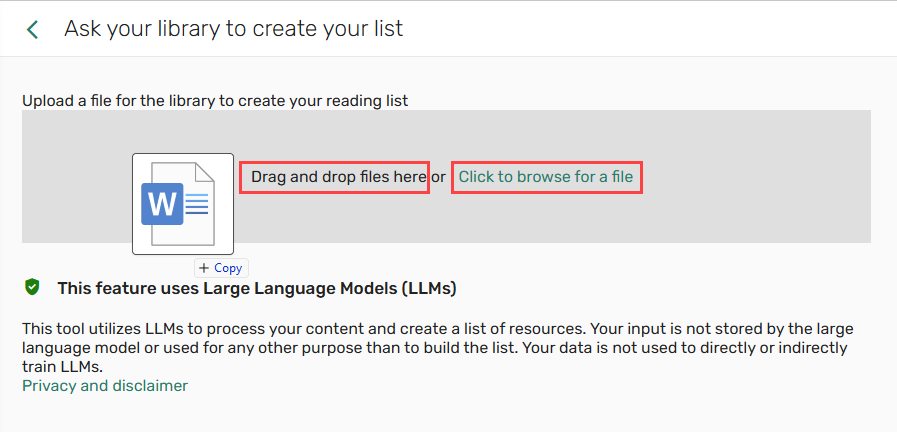 Upload course files for reading list creation