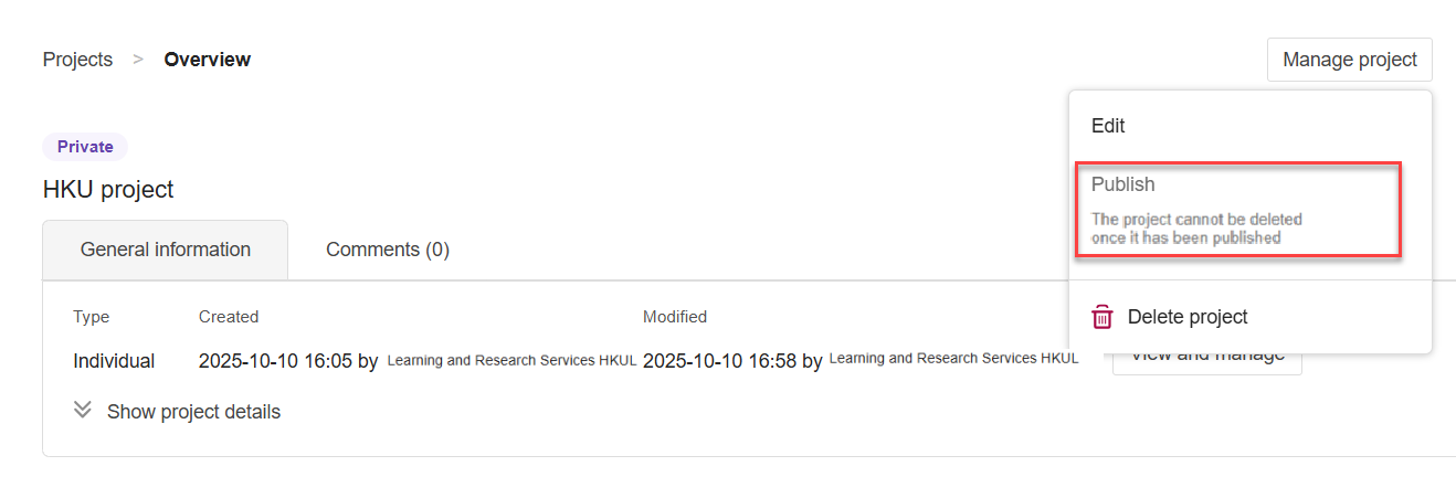 publish project button image