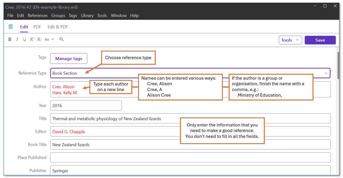 New Reference window