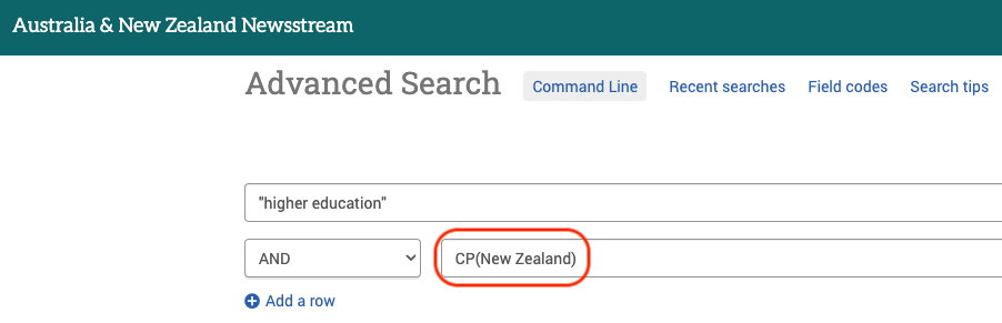 Searching by place of publication field code
