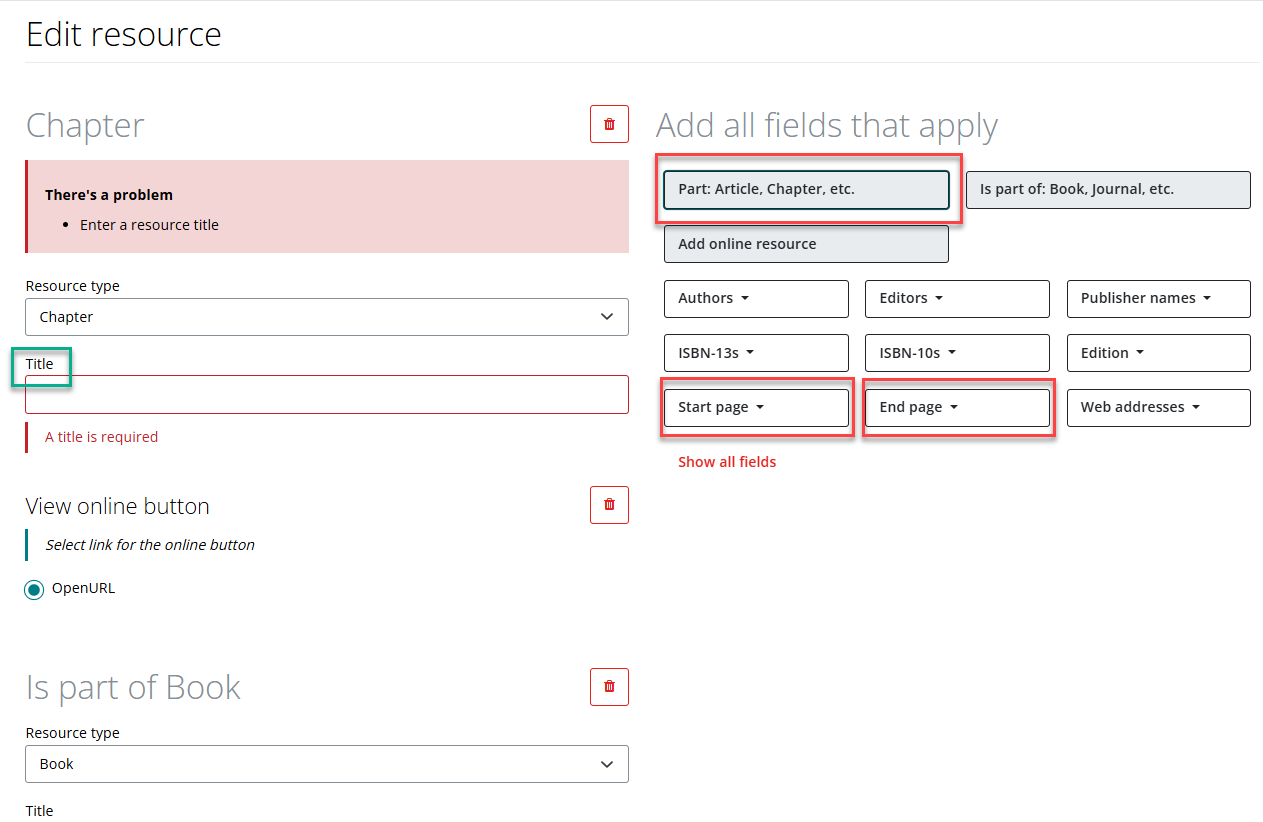 Add chapter details to a bookmark