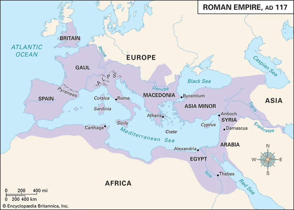 map of the Roman Empire AD117
