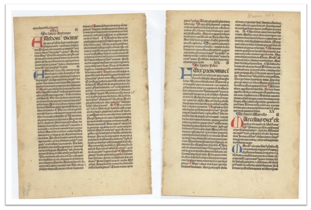 Incunabula manuscript leaves