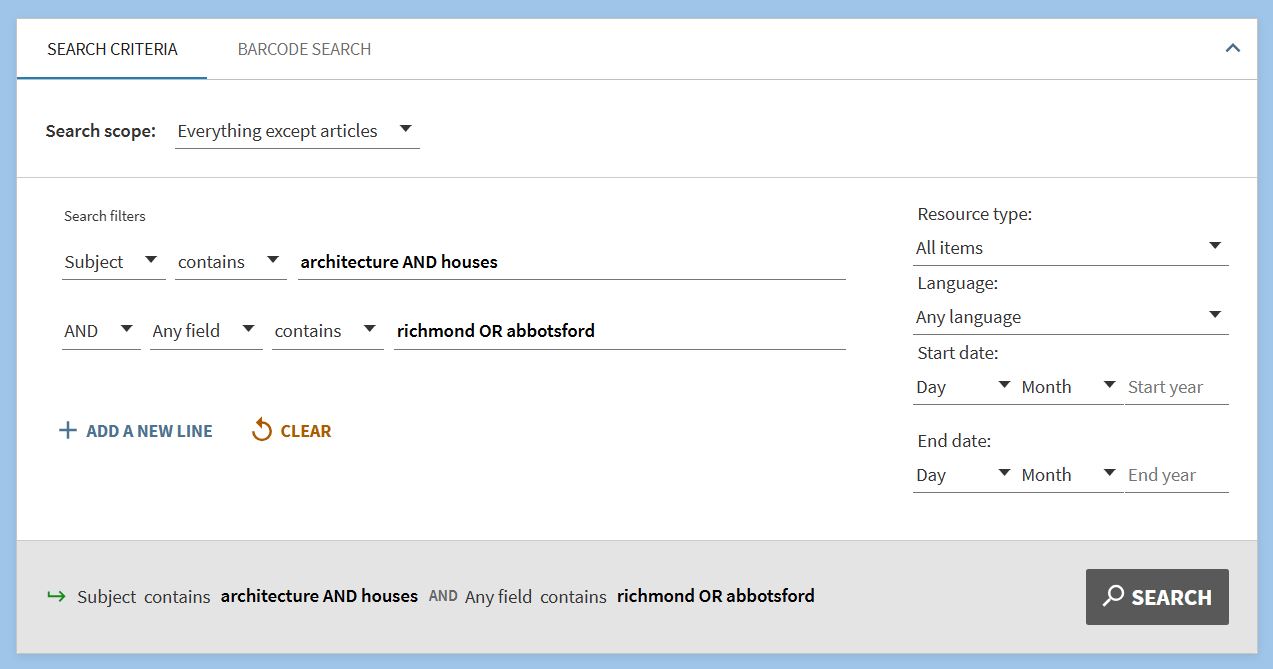 Advanced search in the SLV catalogue