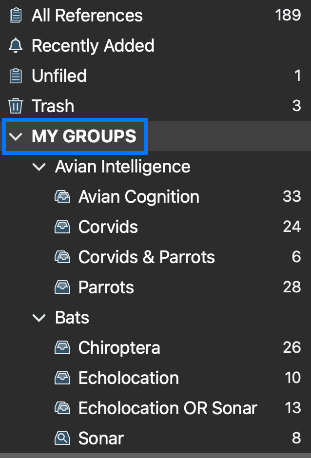 an example of a groups selected in endnote desktop