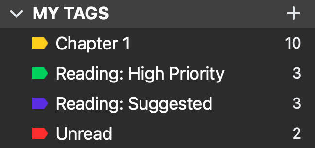 an example of my tags selected in endnote desktop