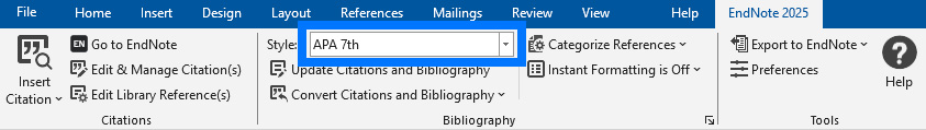 select a referencing style in word 