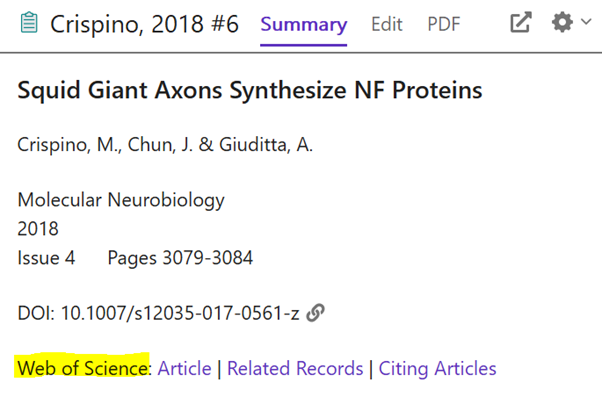 EndNote Web of Science options
