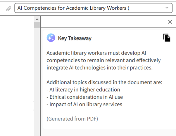 Key takeaways document summary for attached PDF in EndNote