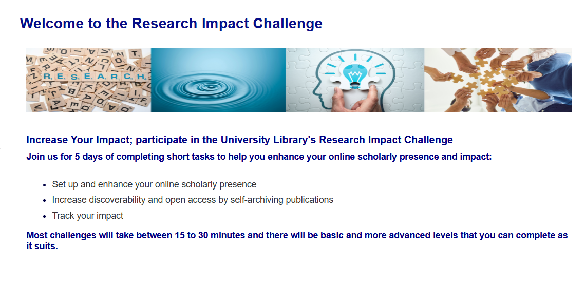 Screenshot of Research Impact Challenge Guide