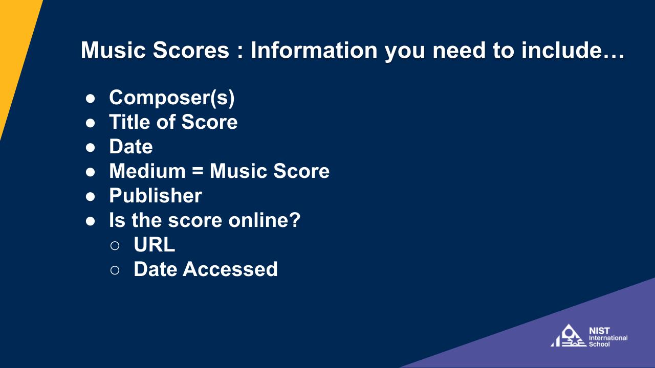 Music References Music Scores, Songs and Albums - Citations & References (New ...