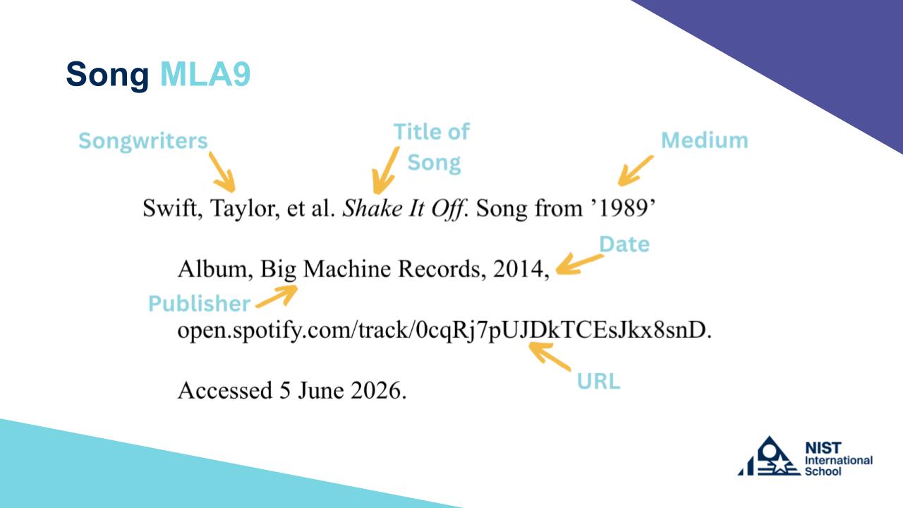 Music Scores, Songs and Albums - Citations & References (New ...