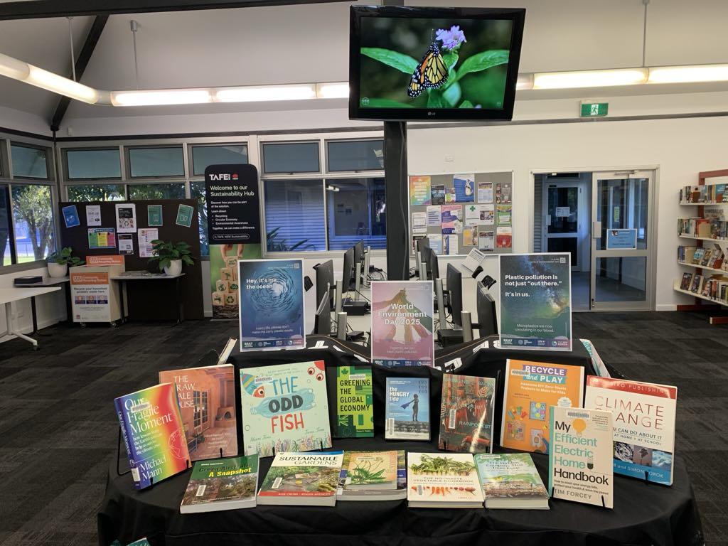 Photo of library display for World Environment Day