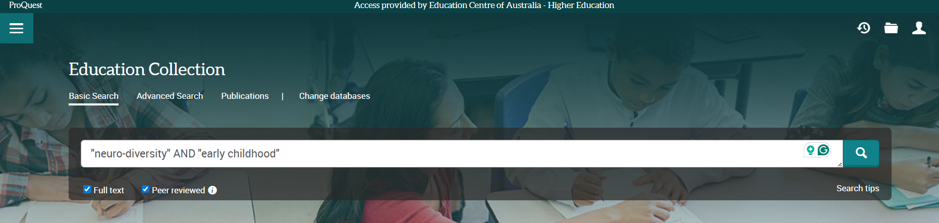 Education Collection : ERIC, ERI & Education Database (ProQuest ...