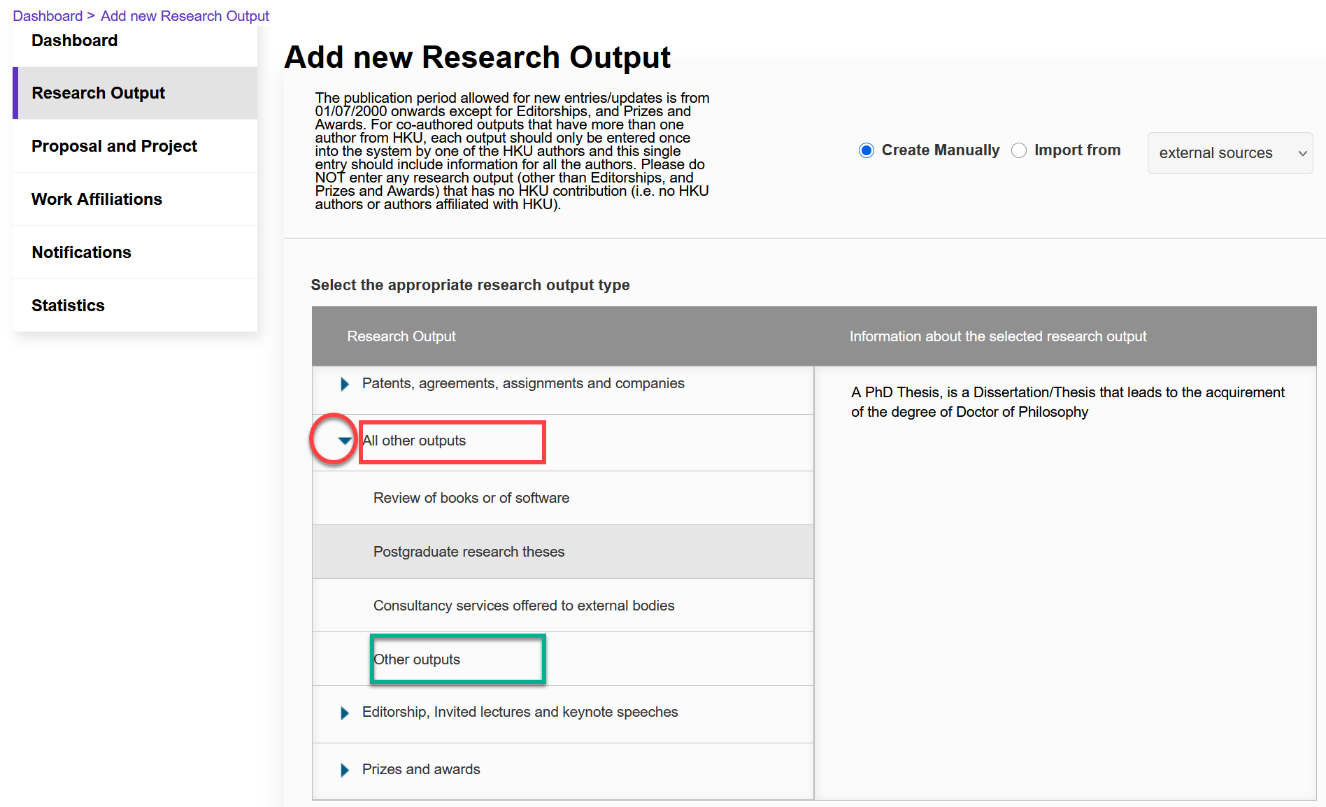 Research Output Program Example Create New Research Output - HKU RIMS: Research Output Module ...