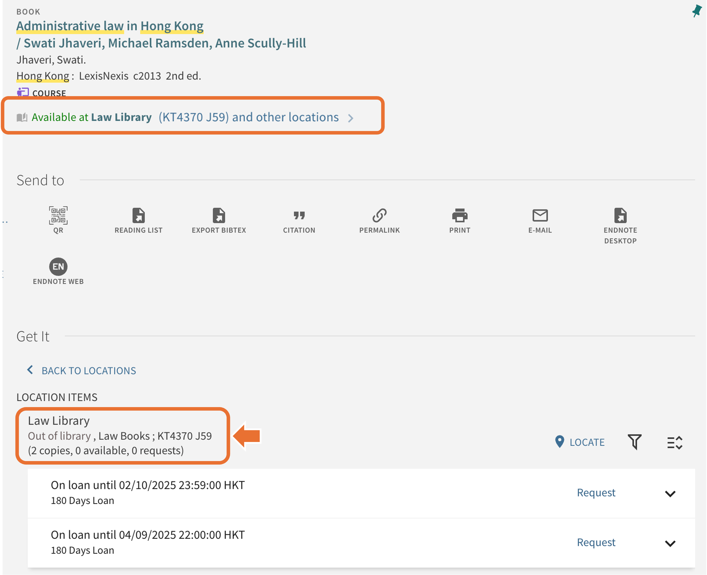 Status of a book show in the Library Record.