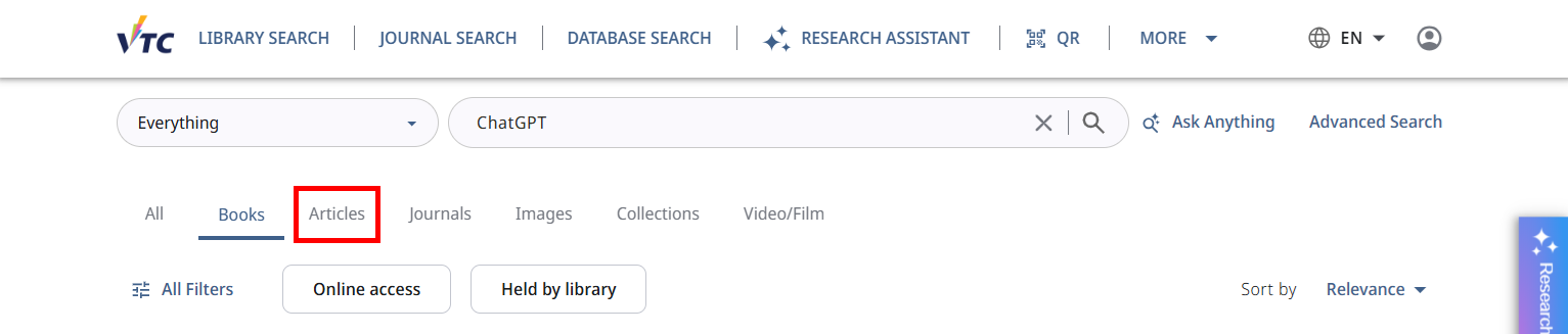 Finding Resources with Primo NDE and AI Tools - AI in the VTC Library ...