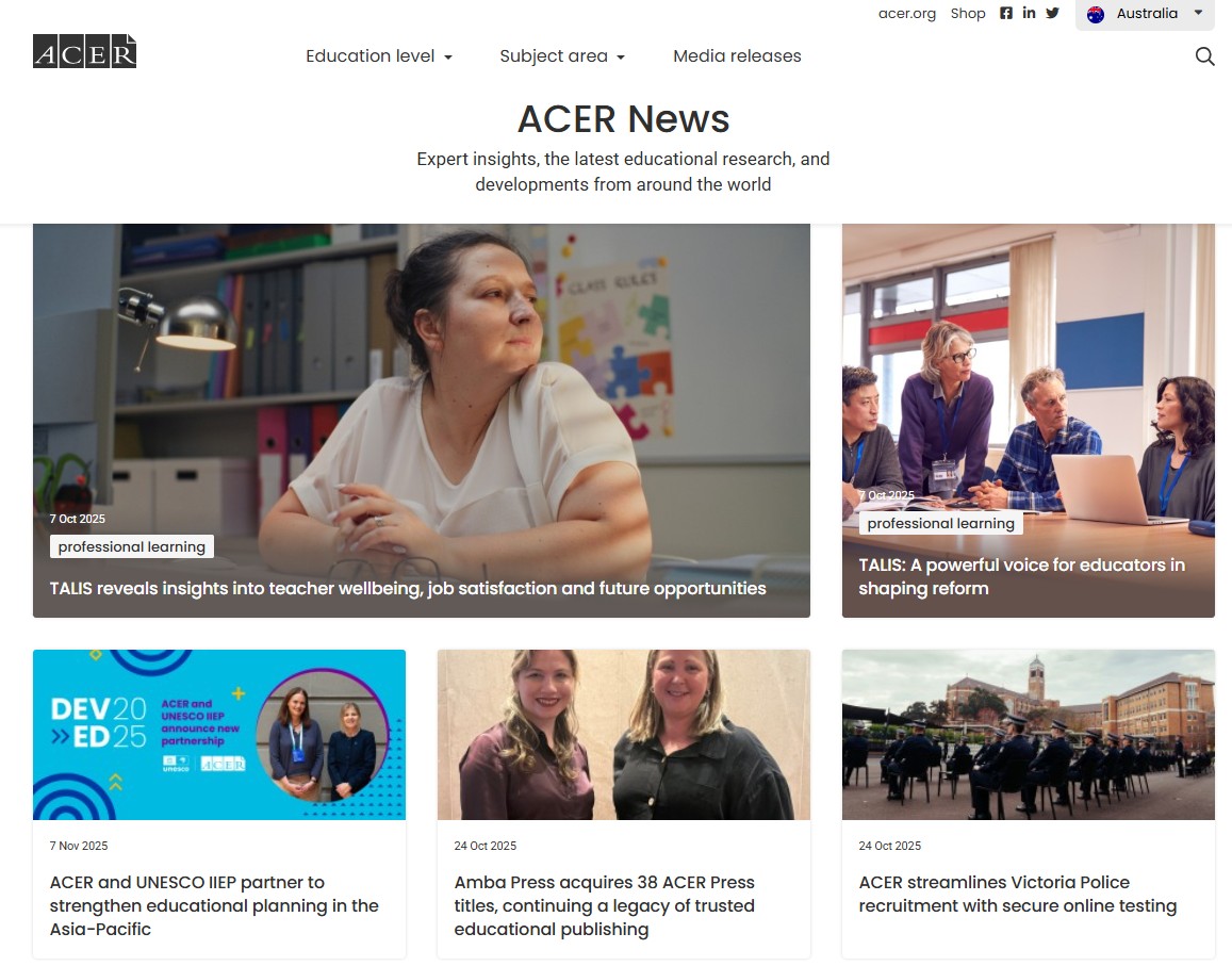 snap of ACER news website