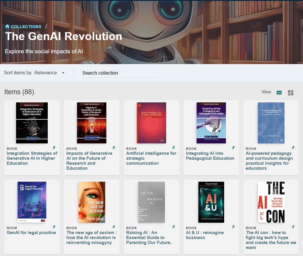 snapshot of qut library collections AI webpage and link