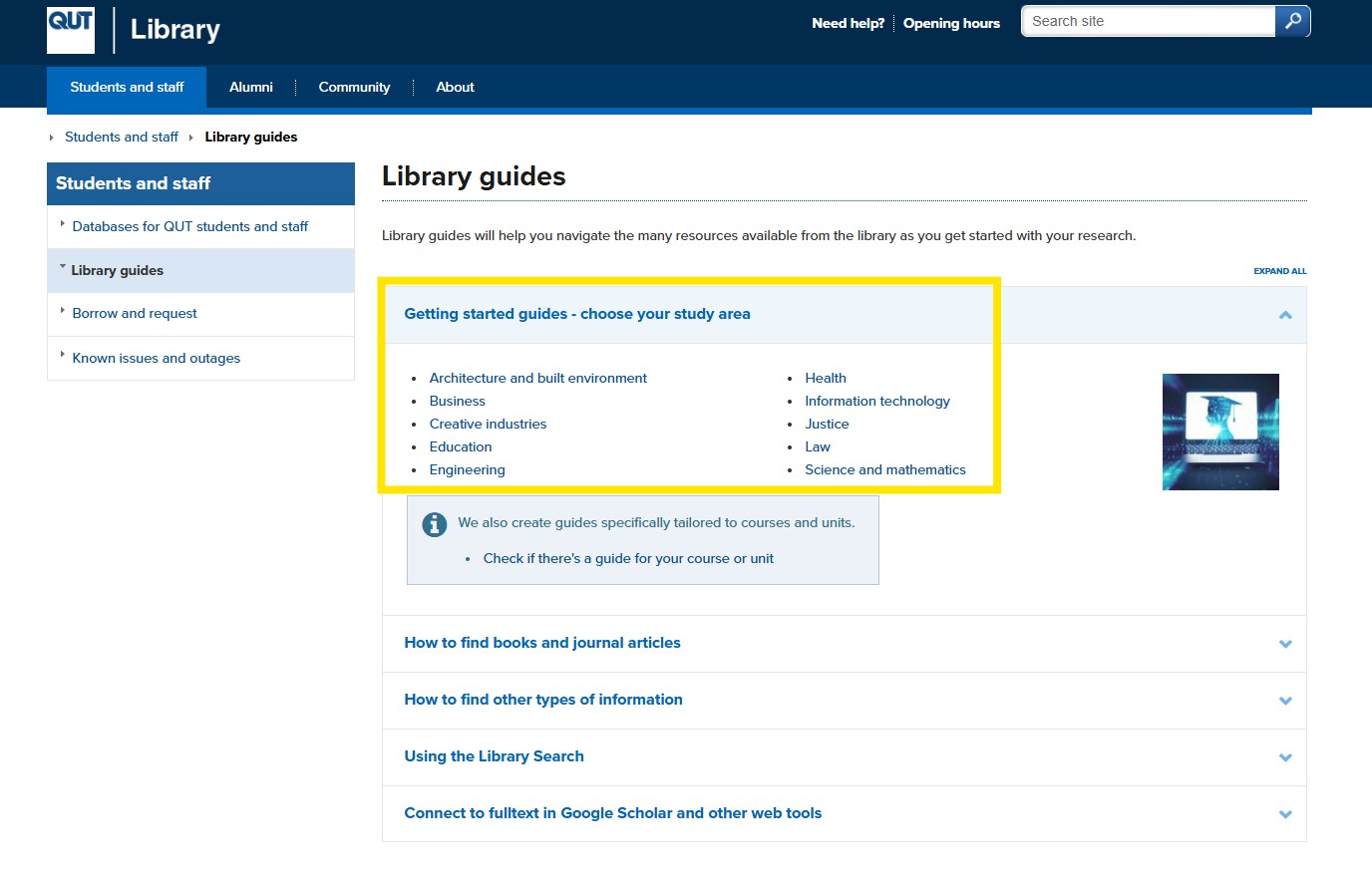 Lib Guide When Writing Example Getting help from the Library - Course Guide: QUT You - Library guides ...