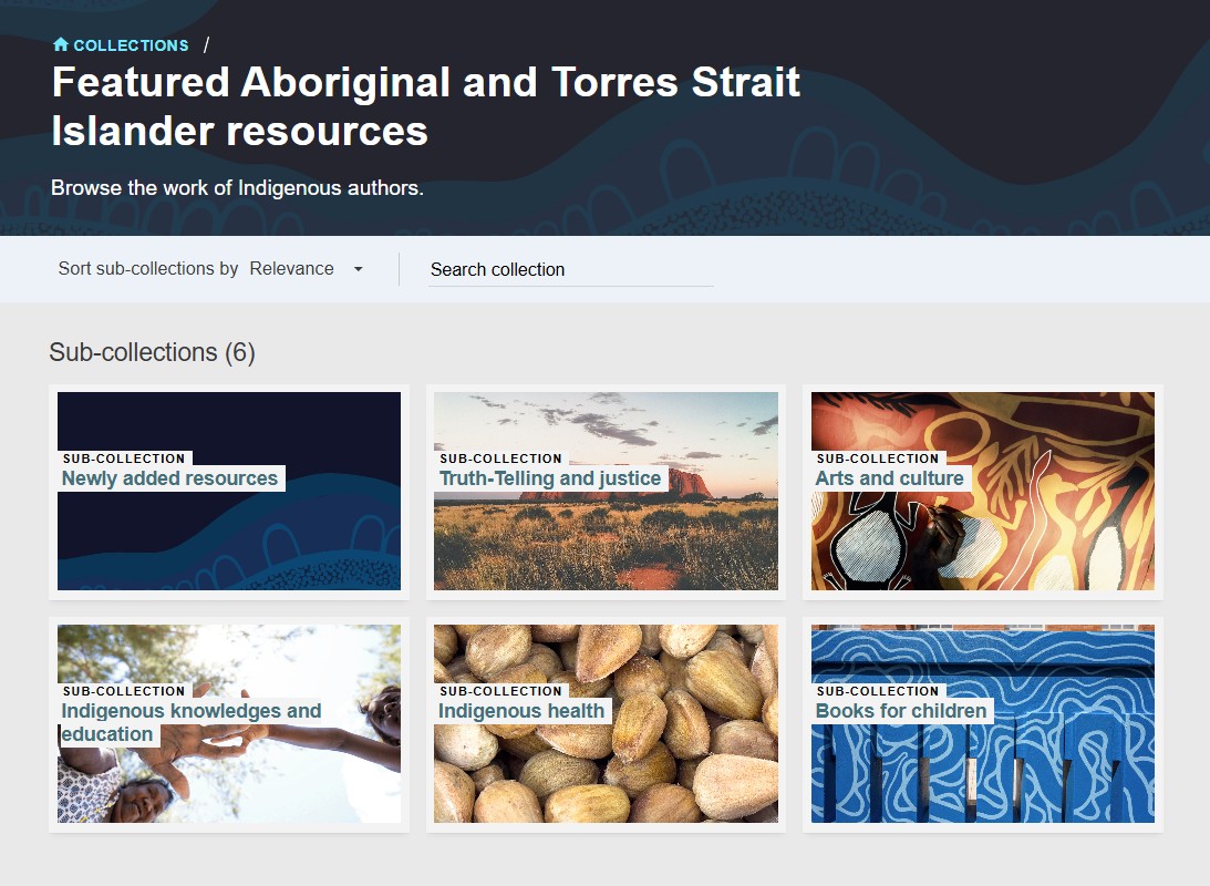 snapshof of QUT library featured First Nations resources