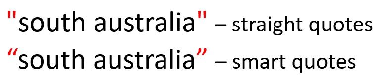 Example of straight versus smart quotation marks