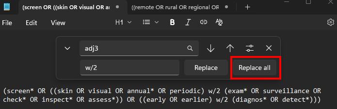 Find and replace example - click Replace all