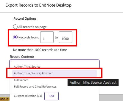 Web of Science export example