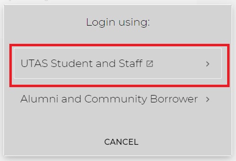 Library Search single sign on screen