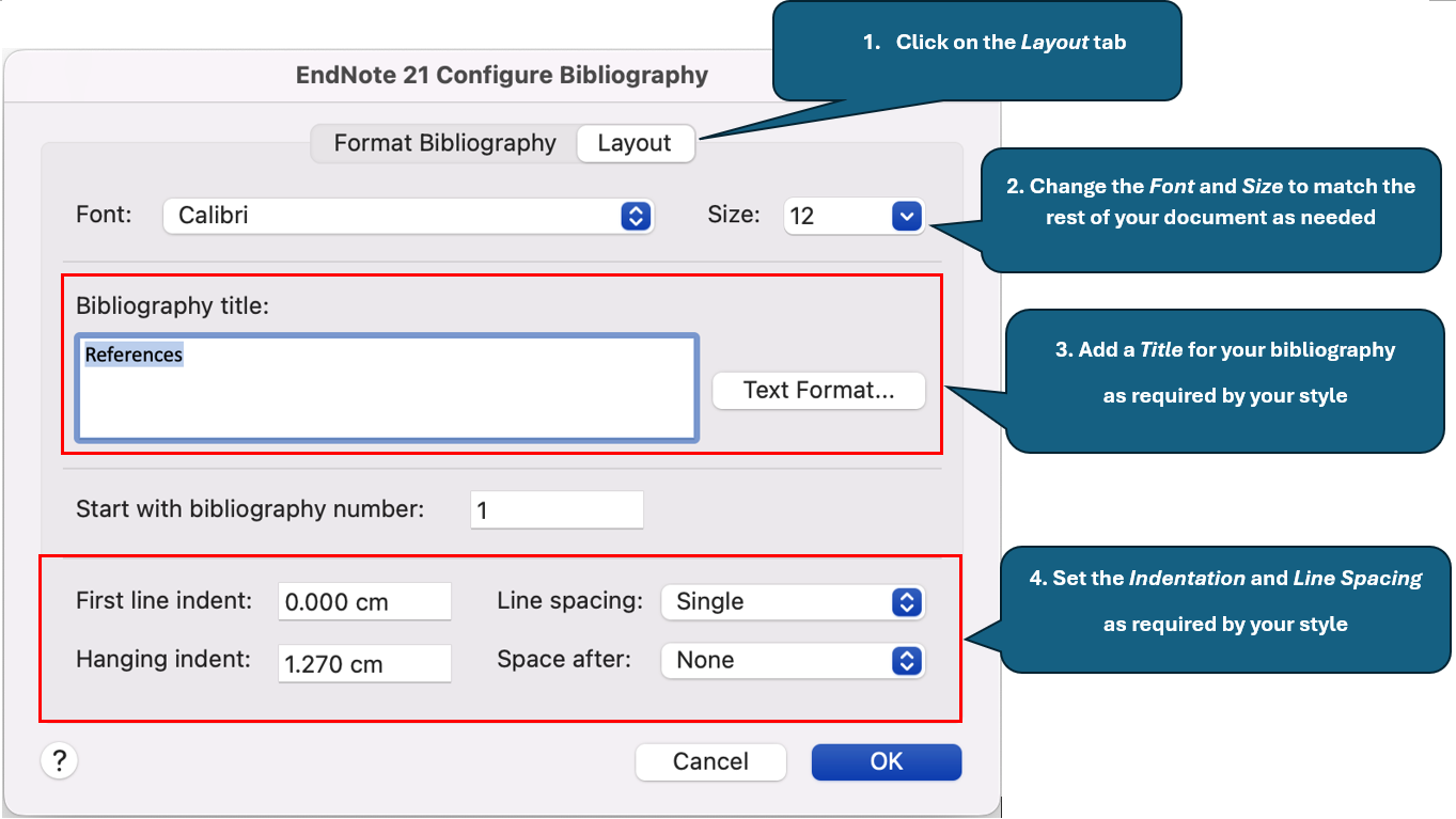 A screenshot for Configuring Bibliography of EndNote citations in Word on Mac