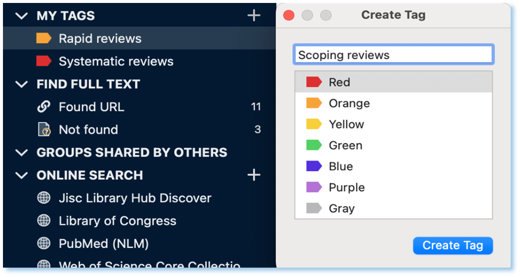 Creating a tag on Mac