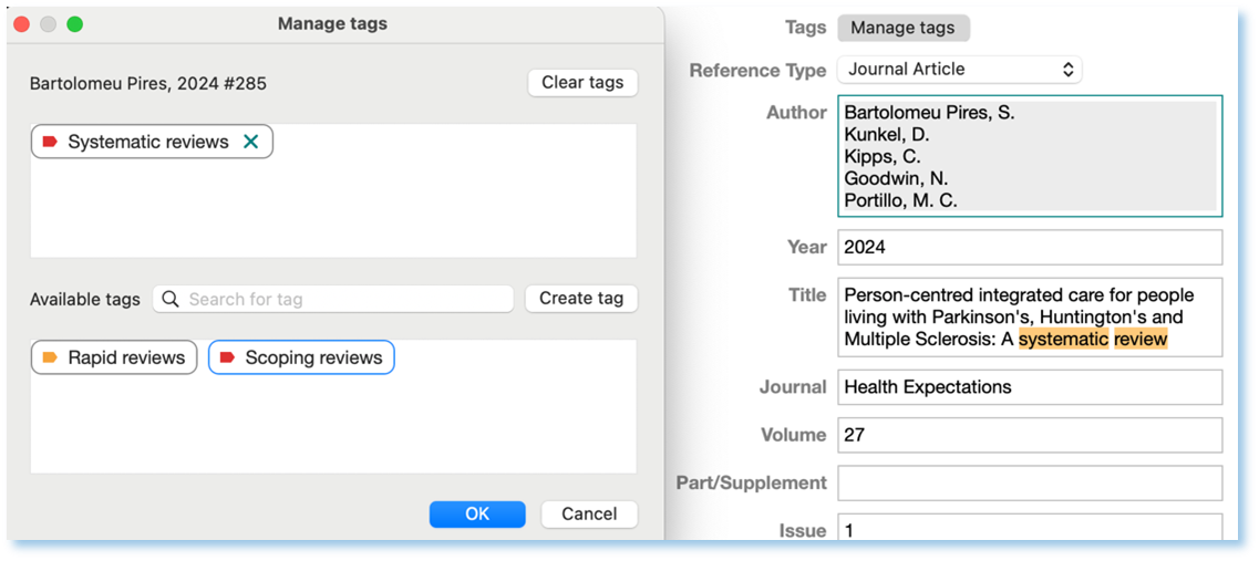 Adding a tag to a record on Mac