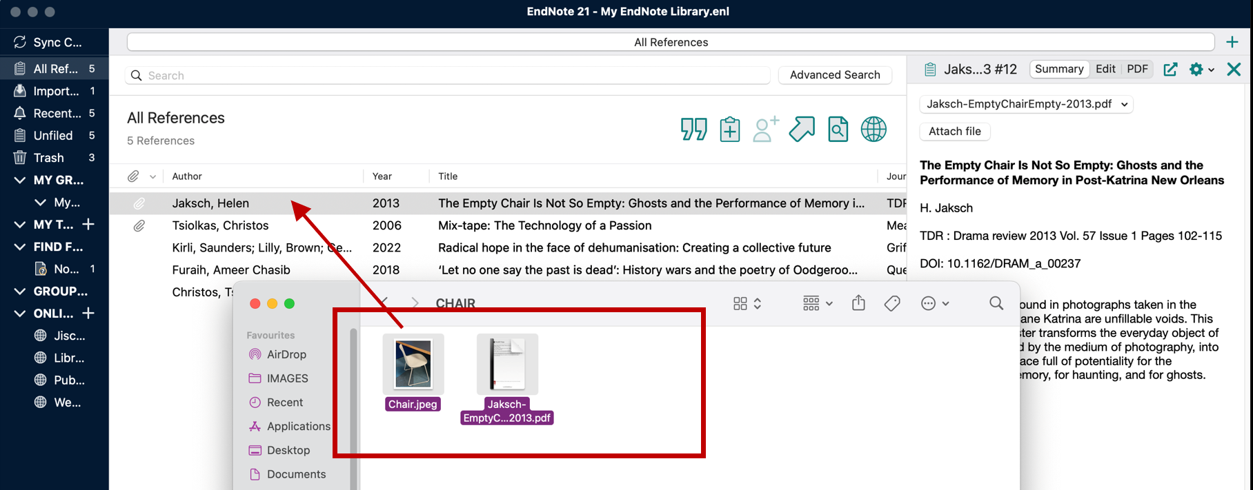 Attaching files by dragging and dropping screenshot