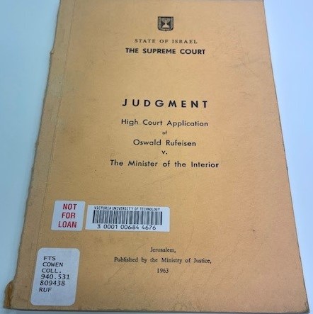 Judgment : High court application of Oswald Rufeisen v. the Minister of the interior