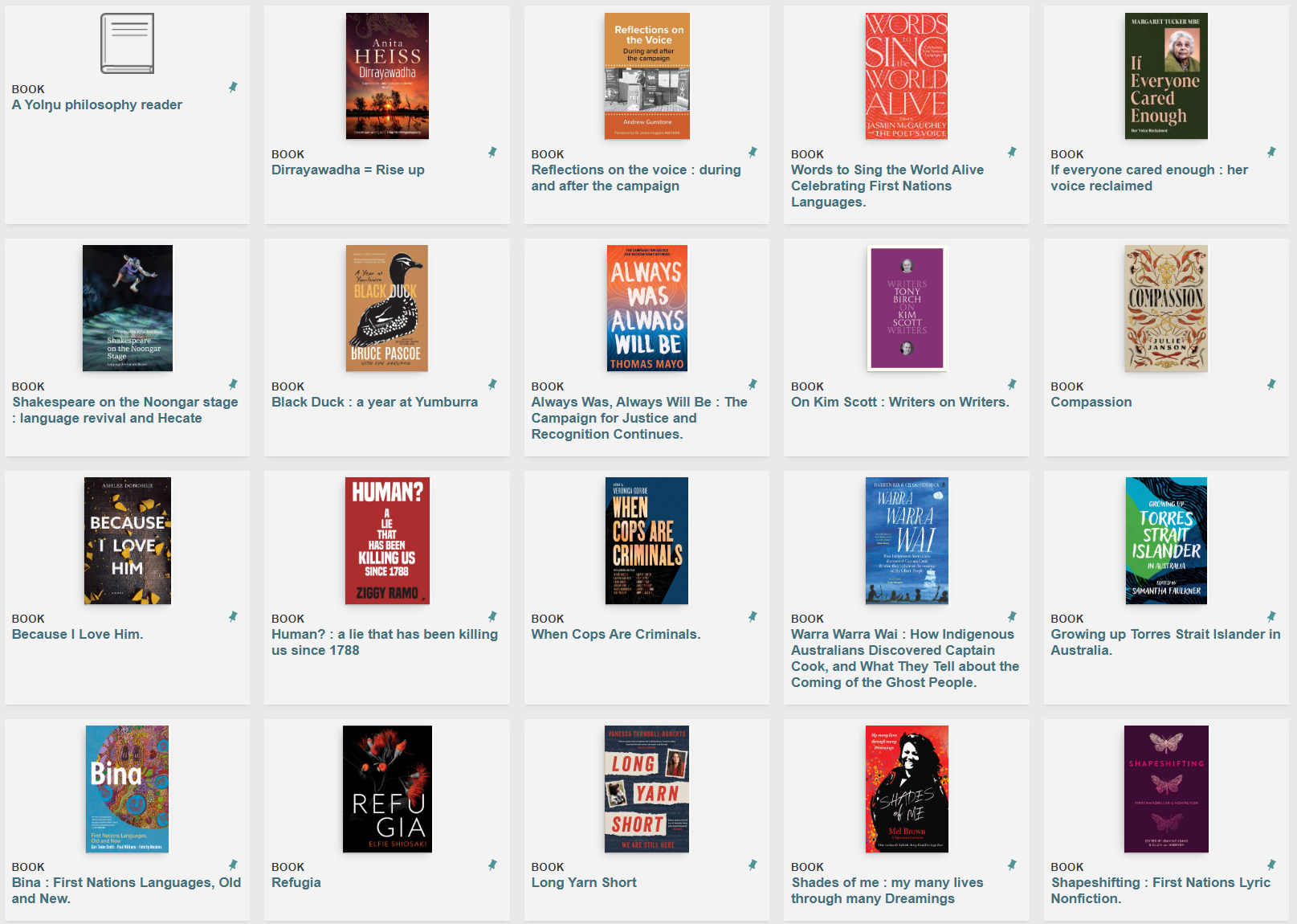 snapshot of QUT library website indigenous collections webpage and link