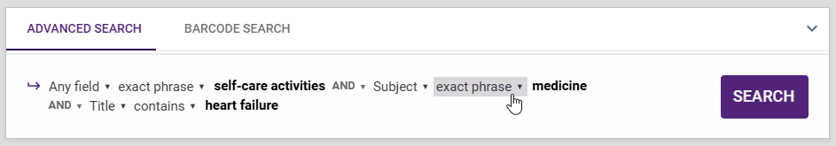 Advanced Search filters while collapsed, open with Advanced Search criteria or adjust the summary line
