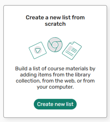 Image of box containing the text create a new list from scratch 