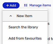 Screenshot showing Course Readings' '+ADD' menu used for adding items.
