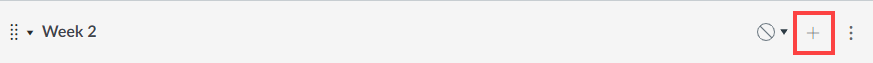 Screenshot showing the plus icon located to the right of a Canvas section heading.