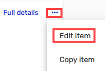Screenshot showing 'Edit item' option in the Course Readinsg citation ellipses menu.
