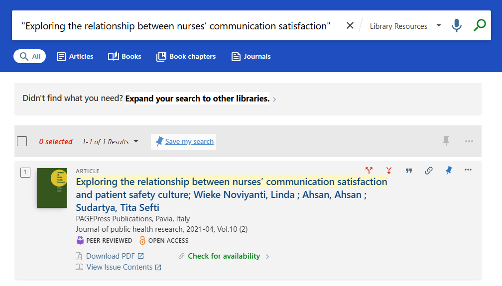 Phrase search for article title