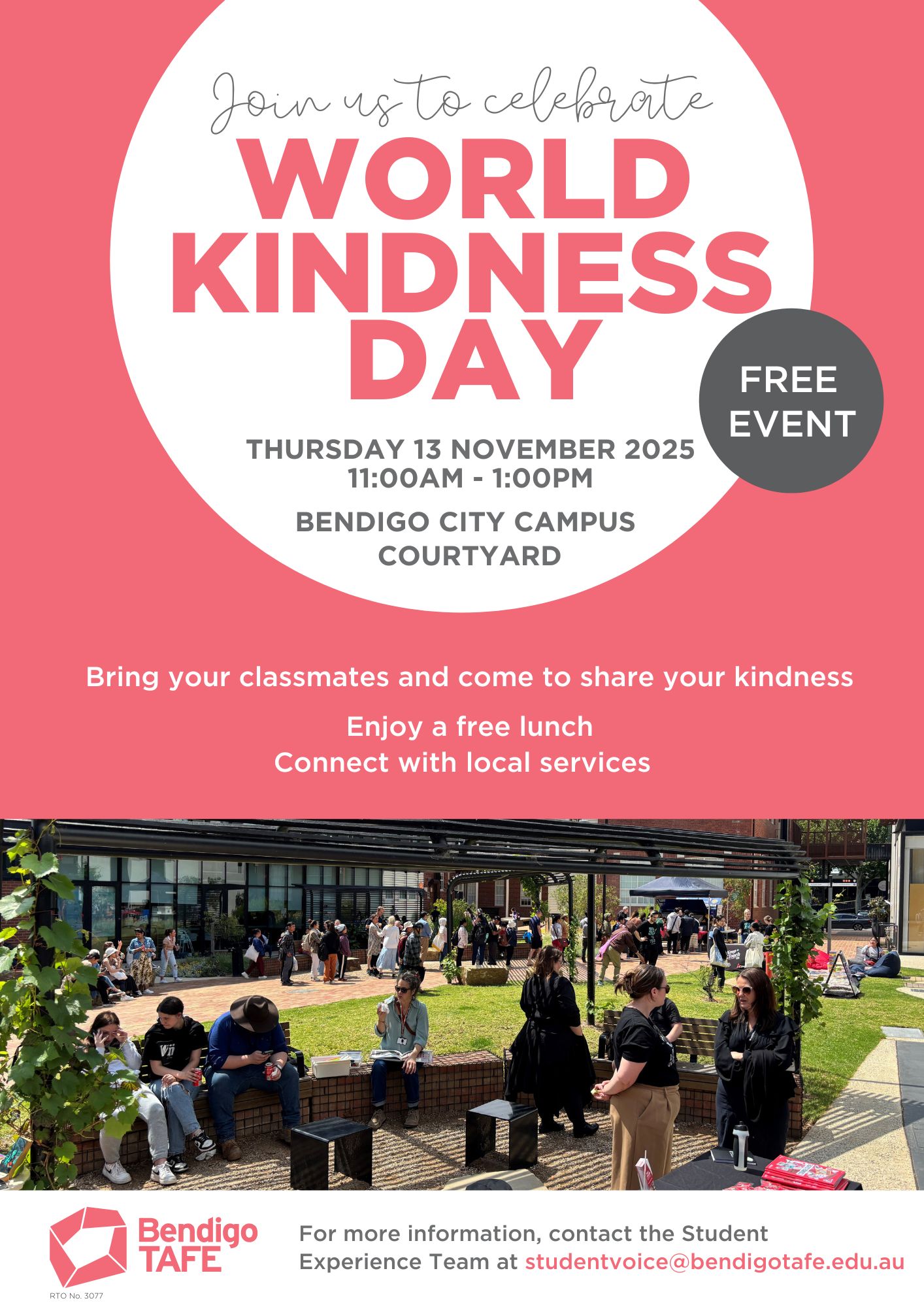 Bendigo TAFE World kindness day 2025, Thursday 13th November