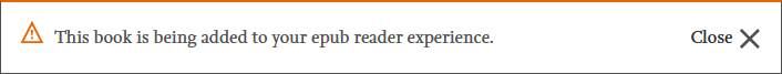 Message box saying: This book is being added to your epub reader experience