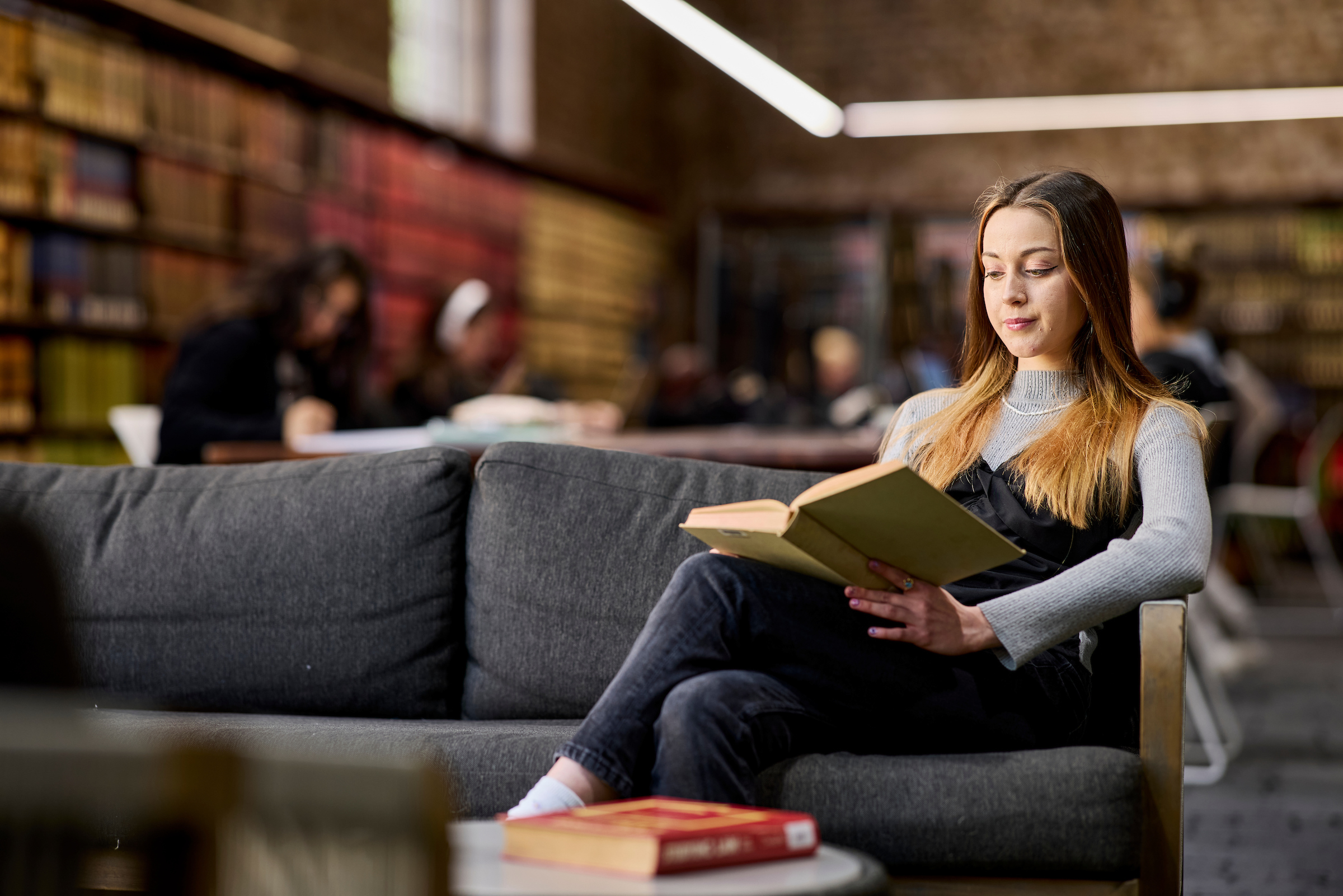 comfortable seating inside the library