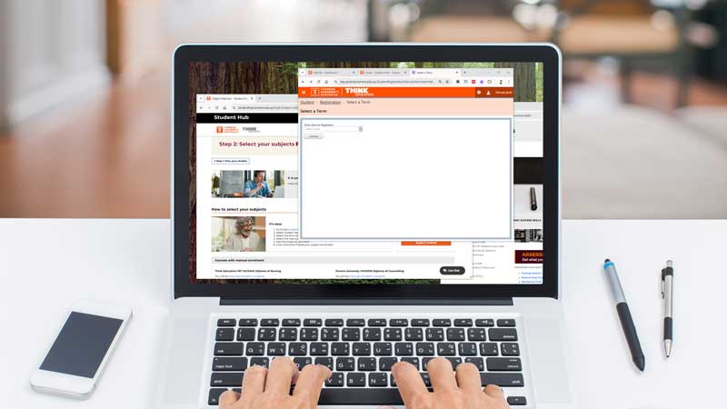 Close up of a laptop screen with the Student  Portal showing