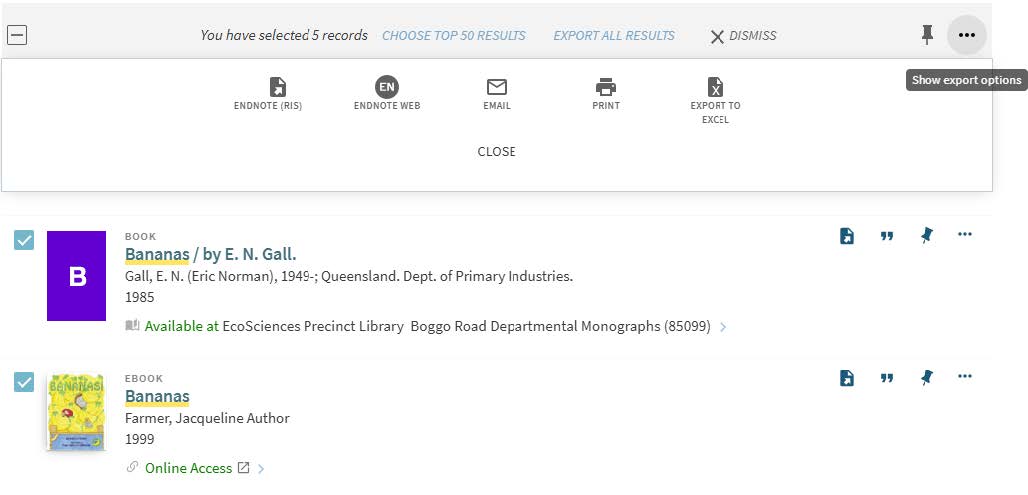 Library catalogue export